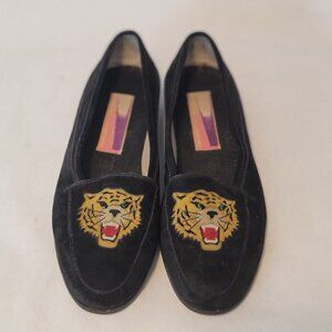 SOLD OUT 80s SUSAN BENNIS WARREN EDWARDS Loafer Men's BLK Suede Leather Tiger